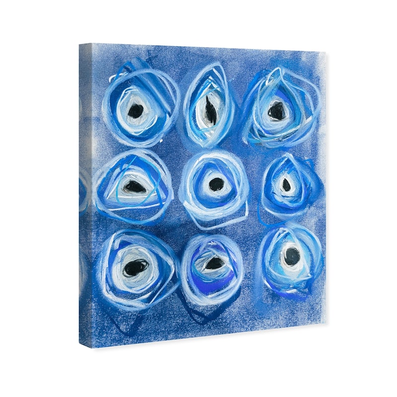 Wynwood Studio Abstract Evil Eye Beads Blue and Modern & Contemporary Wall Art Canvas Print