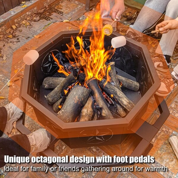 d*7様 bonfire go outside x MMF コラボ　Foot T 35 Inch Octagonal Fire Pit,Outdoor Fire Pit,Wood Burning Firepit