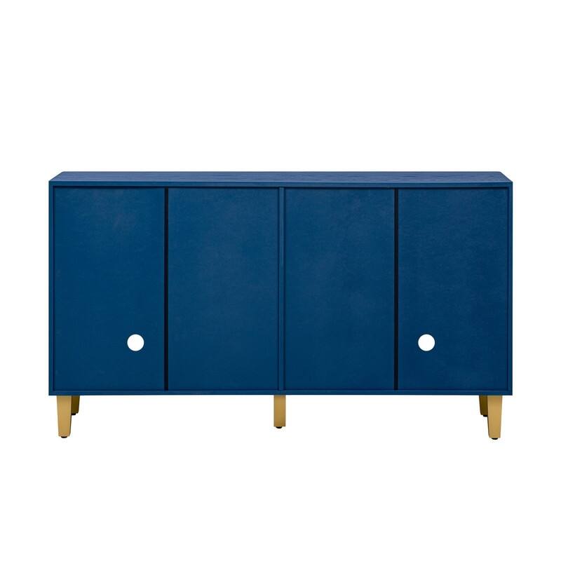 Retro 60" Buffet Cabinet with Storage, Vintage Sideboard with Dimensional Effect 4-Door