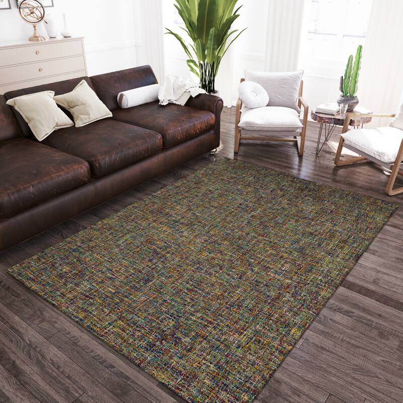 Addison Winslow Active Solid Wool and Viscose Area Rug - 3'6" x 5'6" - Multi-color/Teal/Red