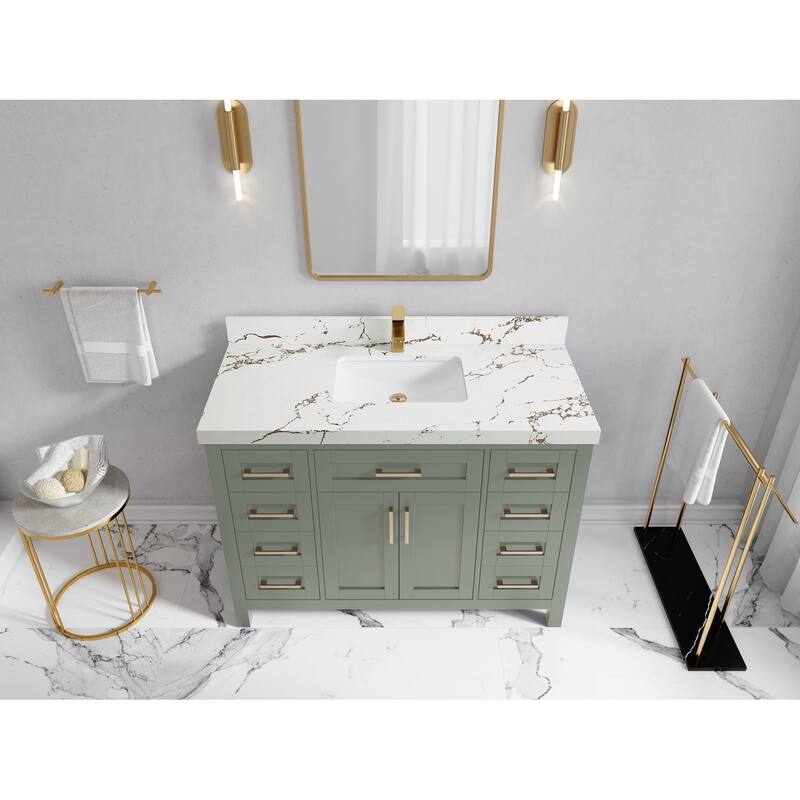 Willow Collections 48 in. W x 22 in. D Cambridge Single Sink Bathroom Vanity with Countertop - 2"Viola Gold - Evergreen