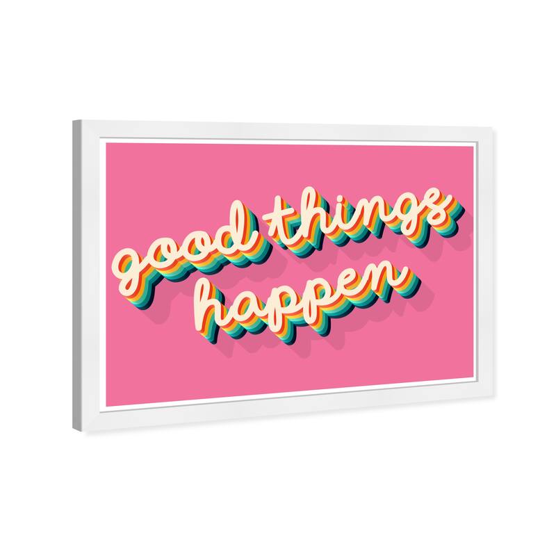 Wynwood Studio Prints Typography and Quotes Good Things Pink Pink and Dark Pink Modern & Contemporary Wall Art Canvas Print