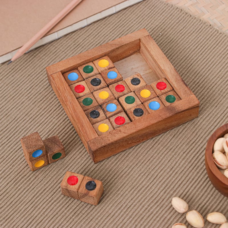 Novica Handmade Colorful Sudoku Wood Game