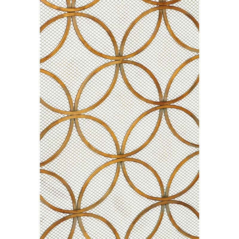 Metal Geometric Hinged Foldable Partition 3 Panel Partition Room Divider Screen - Brass - Roche River Decor