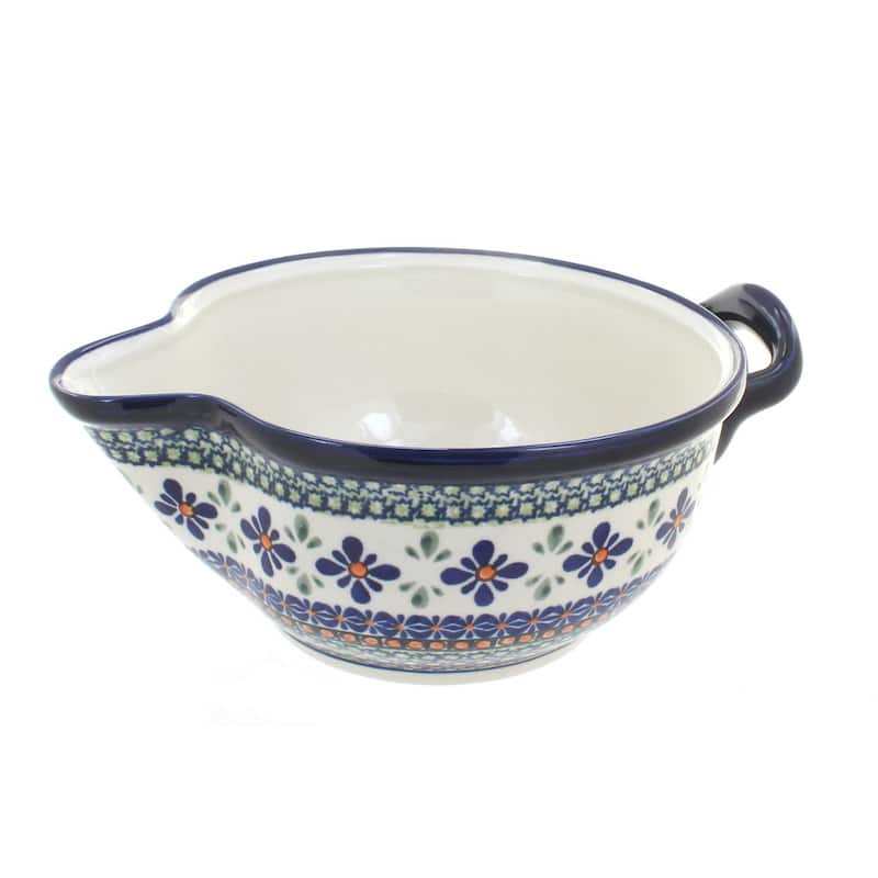 Blue Rose Polish Pottery 1252 Zaklady Batter Bowl - Mosaic Flower
