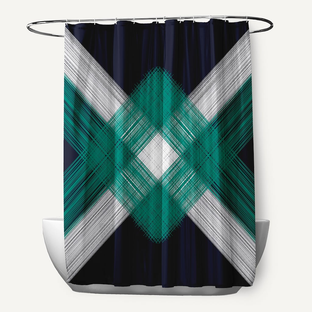 71 x 74-inch String Art Geometric Print Shower Curtain