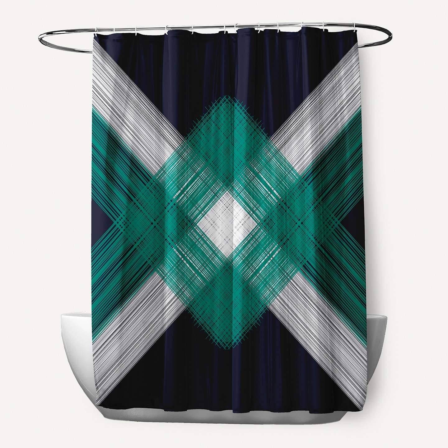 71 x 74-inch String Art Geometric Print Shower Curtain