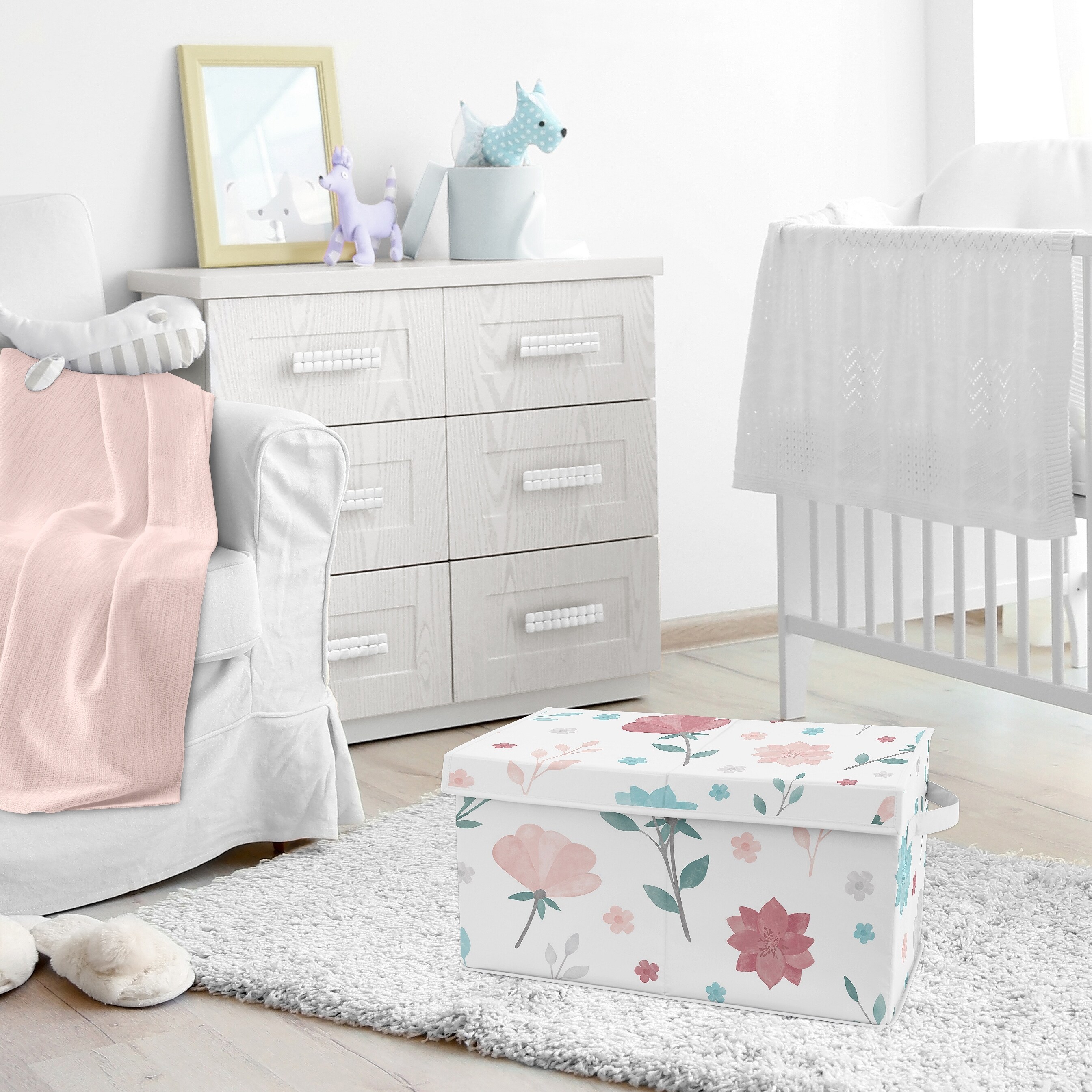 Pop Floral Rose Flower Girl Kid Fabric Toy Bin Storage Blush Pink Teal Turquoise Blue Grey Flower Boho Shabby Chic Watercolor Overstock 32222549 Hi guys, if you follow me on instagram you'll know that we have been decorating our bedroom. overstock com