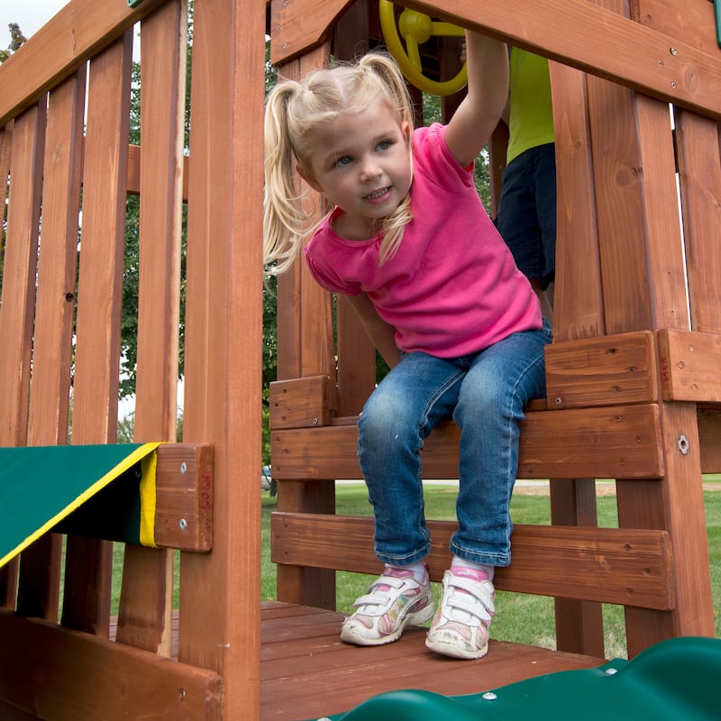 Swing-N-Slide Playful Palace Wood Outdoor Playground Swing Set