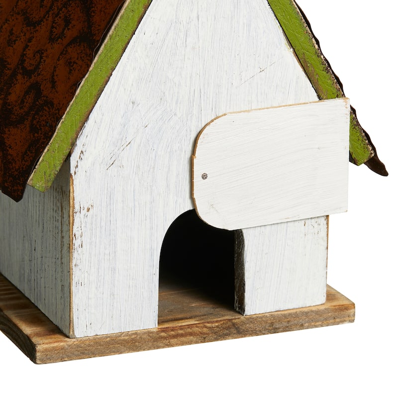 Glitzhome 8.25"H Solid Wood Decorative Outdoor Garden Birdhouse - 6.75''L X 4.75''W X 8.25''H