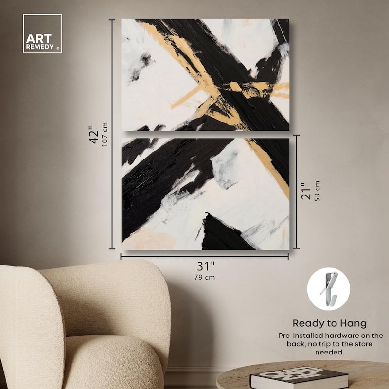 Weight of Black III Canvas Set of 2 by Art Remedy, Gallery Wrapped