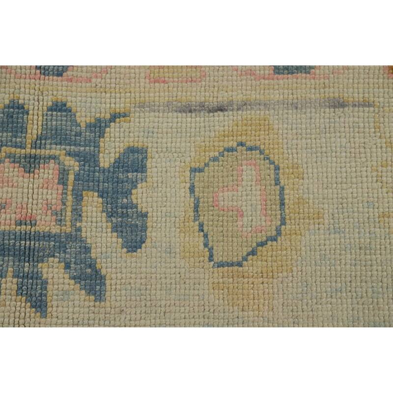 Hand Knotted Oriental 100% Wool Carpet Transitional All-Over Navy Blue & Blues Oushak Area Rug - 11' 8'' X 7' 8''