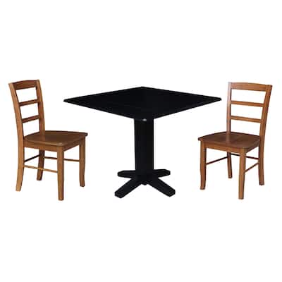 36" Solid Wood Square Dual Drop Leaf Dining Table with Dining Chairs
