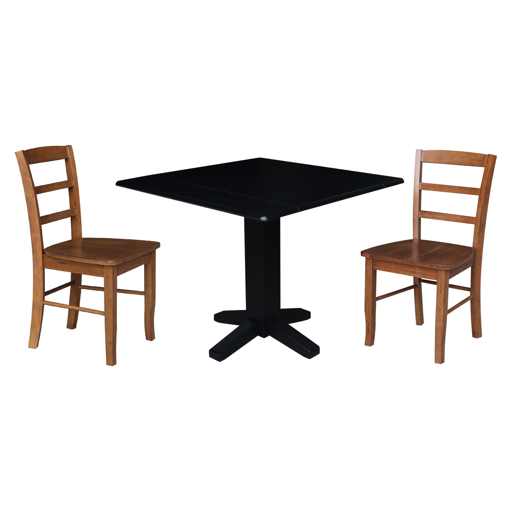 36" Solid Wood Square Dual Drop Leaf Dining Table with Dining Chairs