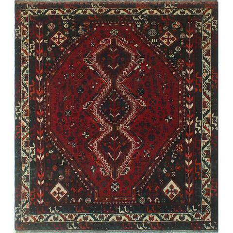 Vintage Distressed Quincey Red/Navy Rug - 5'9" x 6'4"