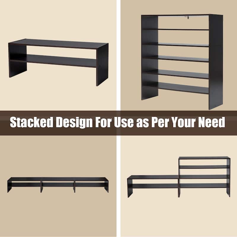 Costway 3 PCS Stackable Shoe Rack 31-Inch Horizontal Organizer 2-tier - See Details