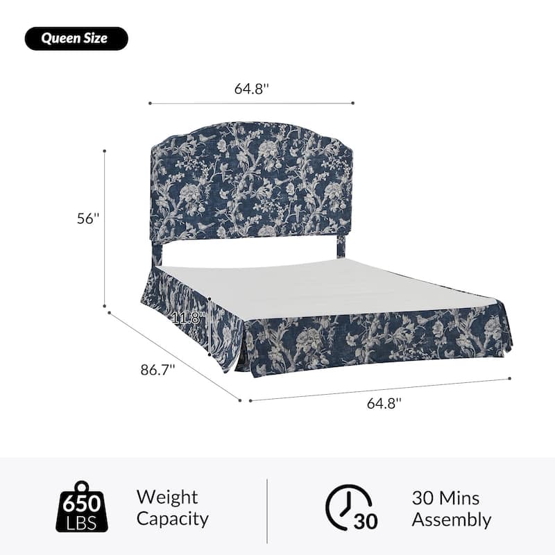 Kristian Traditional Bedroom Machine Washable Slipcovered Bed with Variety Fabric Choice Set-QB by HULALA HOME
