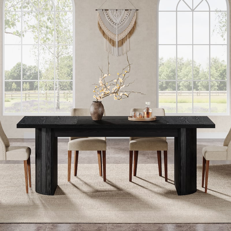 78.7 Inches Brown Wood Dining Table Kitchen Table for 8 People
