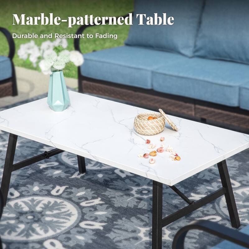 MAISON ARTS 4-Seat Patio Conversation Sets with 2 Rocking Sofa Chairs, 1 Loveseat Sofa and 1 Coffee Table