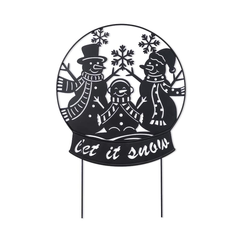 Glitzhome Christmas Metal Silhouette Nativity Waterglobe with Reindeer Yard Stakes Wall Decor