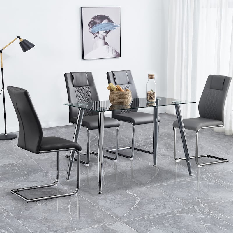 Roomfitters PU Dining Chairs with Metal Legs, Upholstered Set of 6 for Kitchen, Bedroom or Dining Room