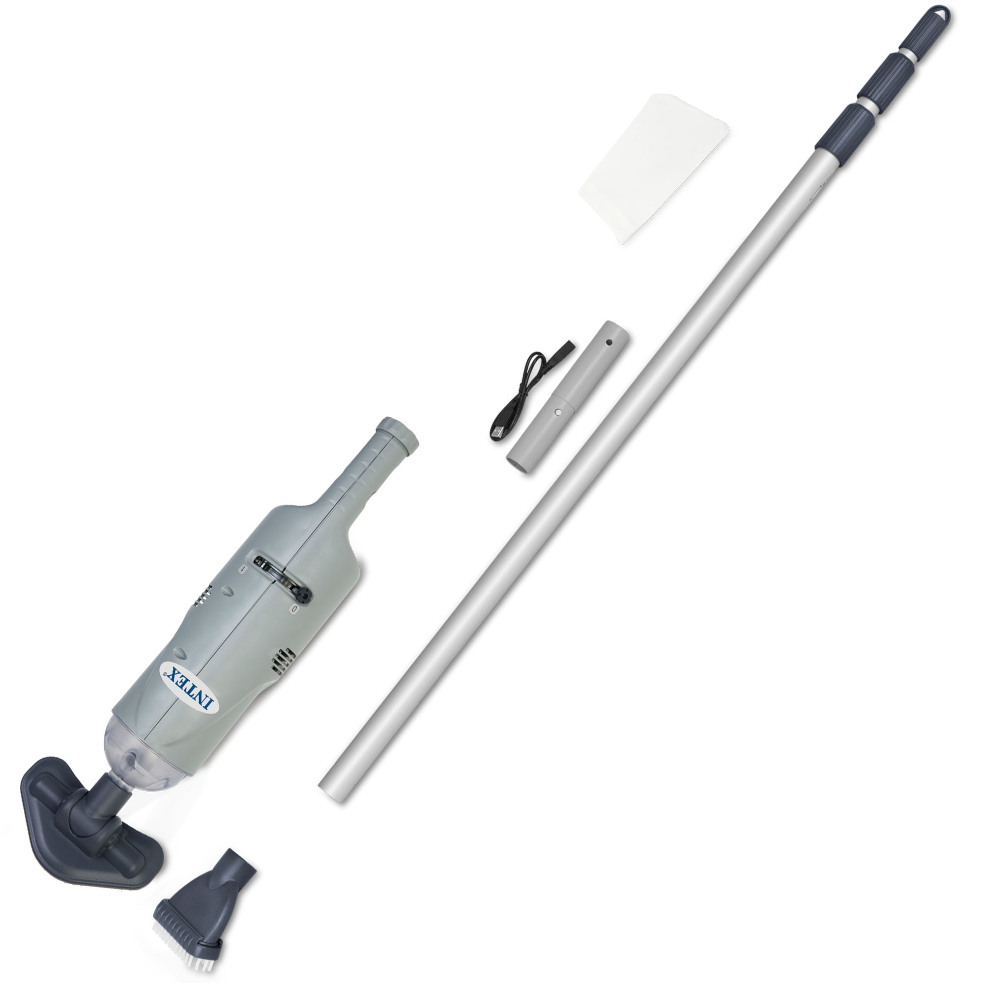 Intex Rechargeable Handheld Above Ground Pool Vacuum Cleaner with 2 Brush Heads - 39 x 6.5 x 5.25 inches
