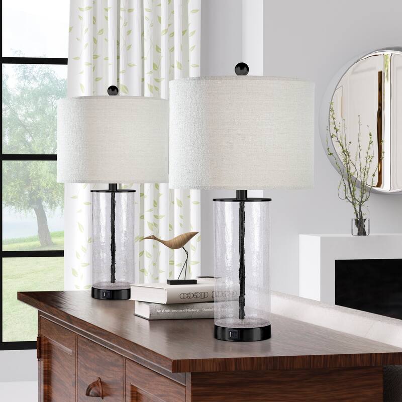 Maxax 26" Modern Blasted Glass Table Lamps Set
