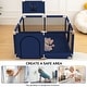 preview thumbnail 4 of 4, Infant 50"x50" 4-Panel Baby Playpen Foldable Playard with Basketball Hoop Blue