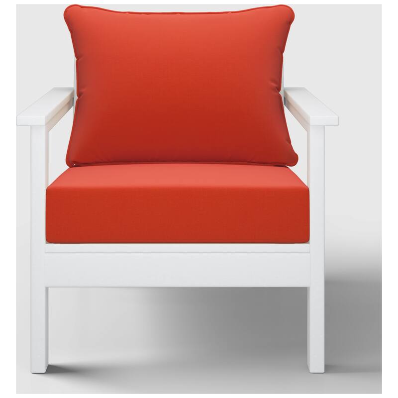 Birchwood All Weather HDPE Outdoor Patio Deep Seating White Club Chair With Cushions (1-Piece)