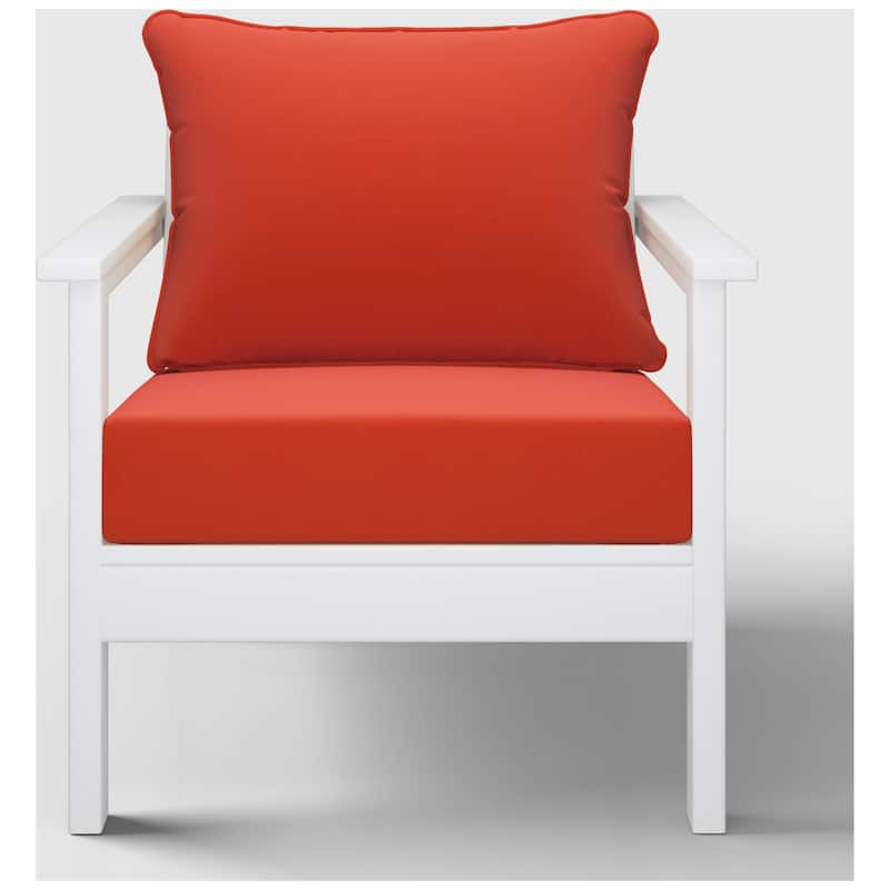 Birchwood All Weather HDPE Outdoor Patio White Deep Seating Conversation Set With Cushions (2-Piece)