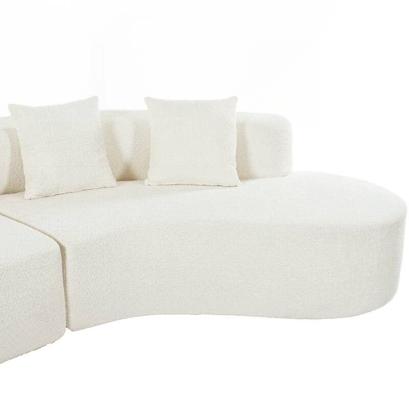 Modern Sectional Sofa with Curved Design, 2-Piece Chenille Modular Couch with 4 Pillows
