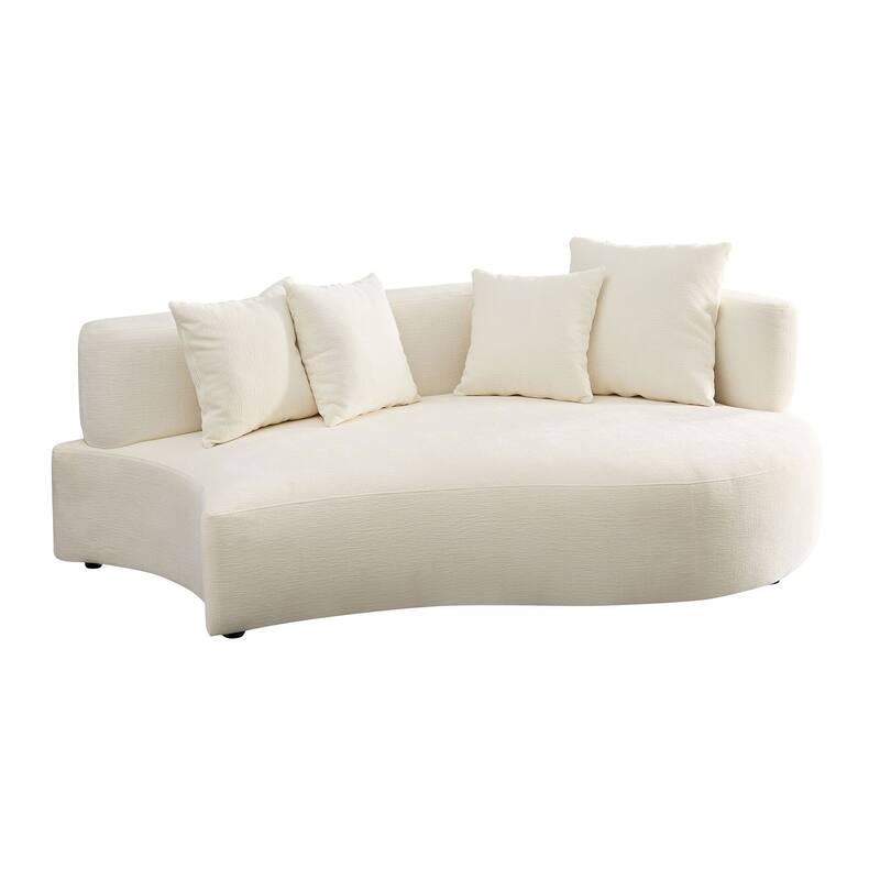 Modern 2 in 1 Sectional Curved Rotatable Sofa Couch, Swivel 360° Comfy 4-Seat Upholstered Sofa