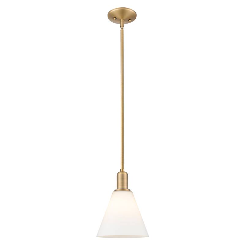 Innovations Lighting Endless Possibilities Arcadia - Berkshire Glass - 1 Light 8" Stem Hung Mini Pendant - Brushed Brass/Matte White