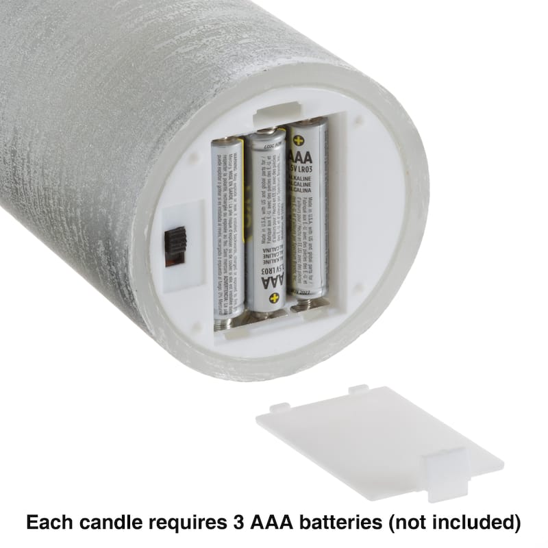 Lavish Home Set of 3 Flameless LED Candles, Silver