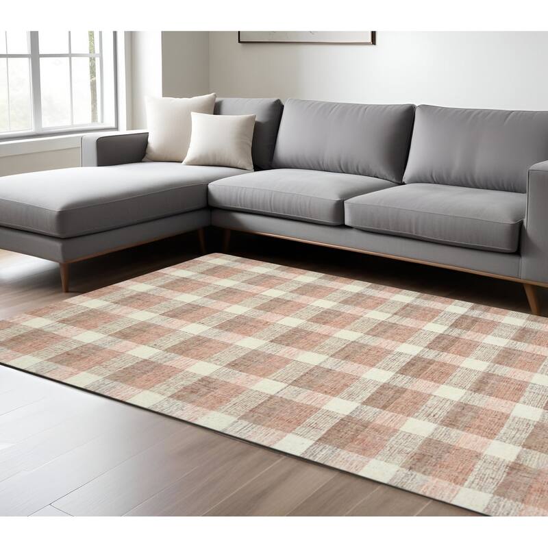 HomeRoots Plaid Transitional Rectangle Area Rug - 156.00 in. x 108.00 in.  x 0.45 in.