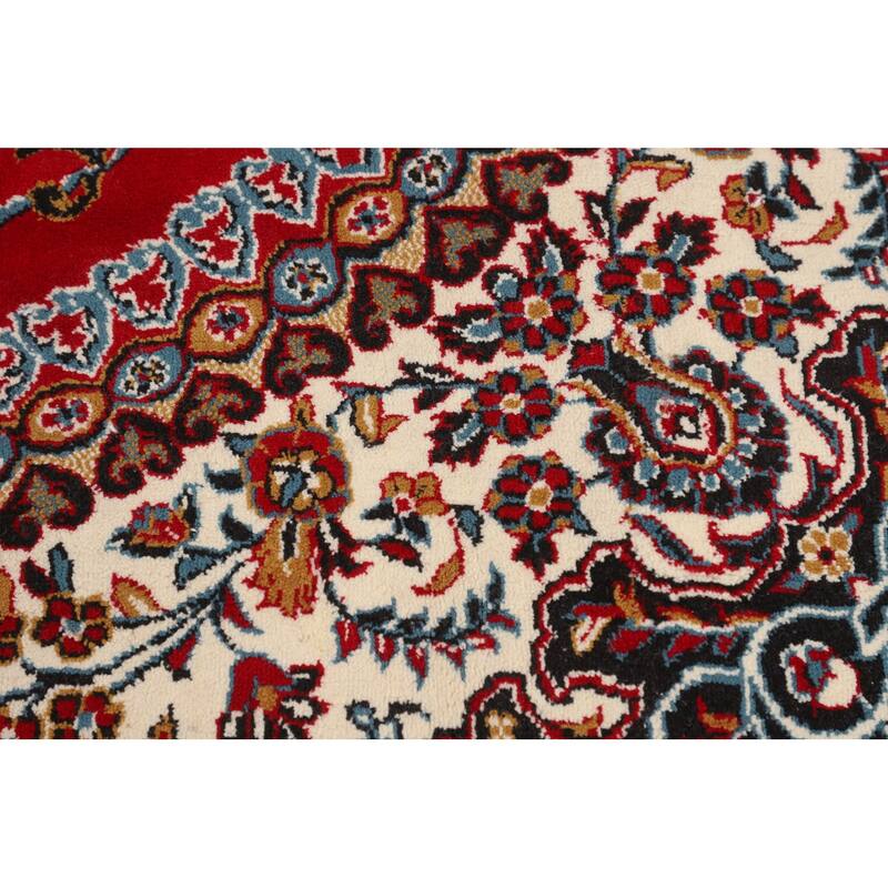Traditional Kashan Turkish Rug Floral Red Machine-Made Carpet - 9'8" x 13'1"