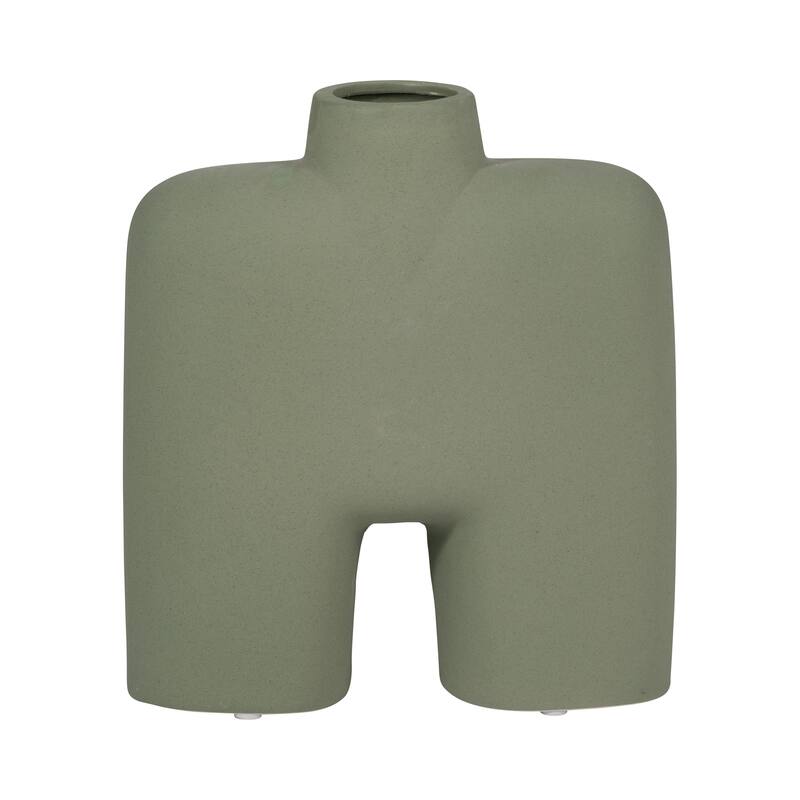 Sagebrook Home Ceramic Square Shape Vase, Square, Solid - 6" x 2" x 7" - Green