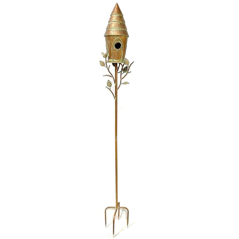 70.5" Tall Multi-Tiered Conical Roof Birdhouse Stake "Budapest" - 6.5" L x 6" W x 70.5" H