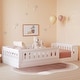 preview thumbnail 14 of 24, Wood Twin Size Platform Bed with Guardrail and Semi-enclosed Fence White