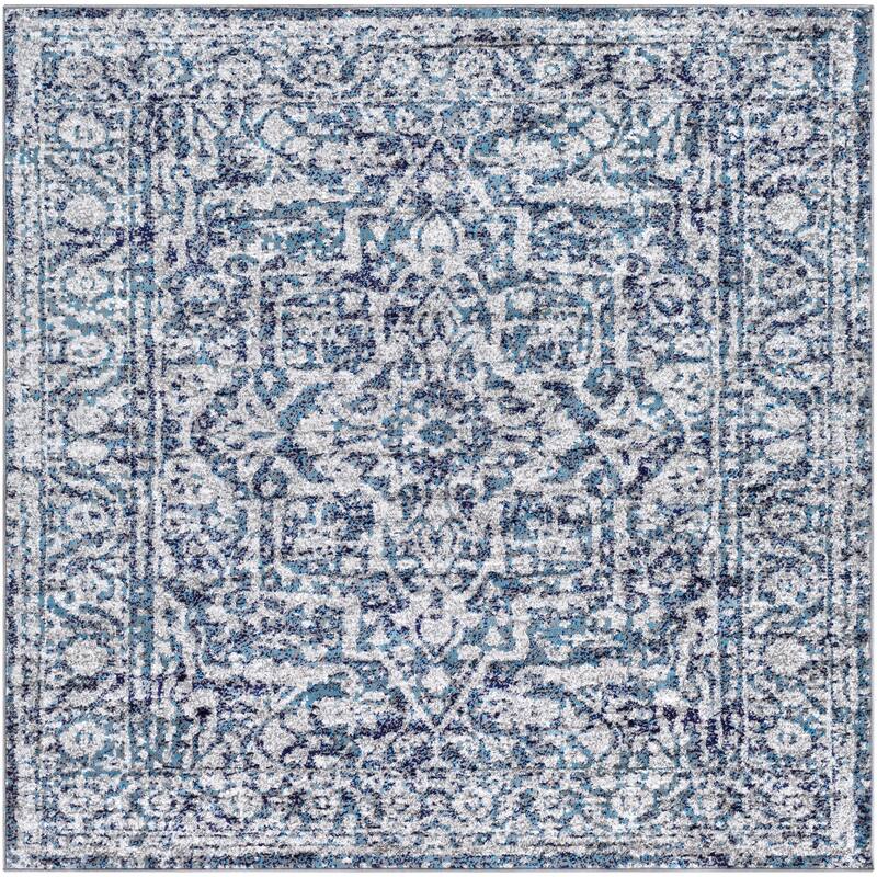 Livabliss Abbas Navy/Gray Vintage Traditional Area Rug