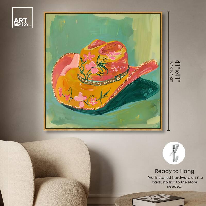 Wildflower Cowboy Hat Canvas by Art Remedy