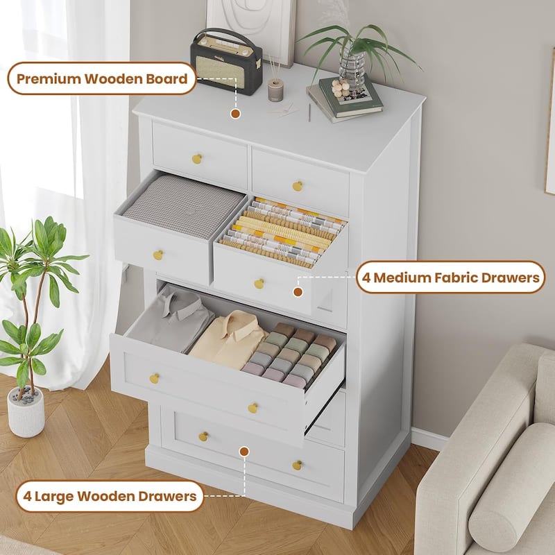 8 Drawers Tall Dresser for Bedroom 55.1H Tall Dressers Chest of Drawers