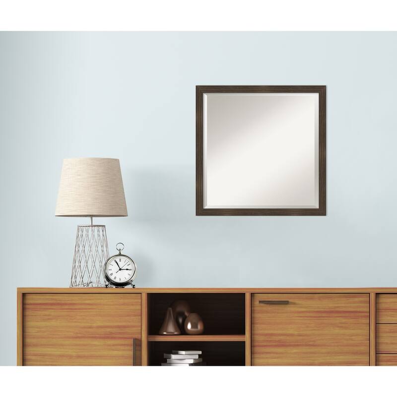 Woodgrain Stripe Beveled Wood Framed Wall Mirror