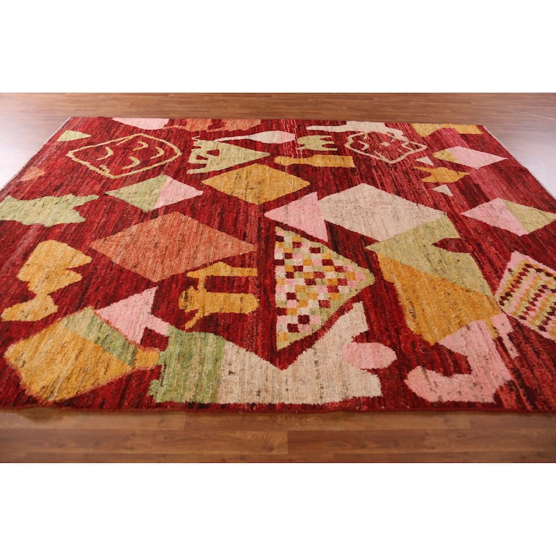 Geometric Moroccan Oriental Area Rug Bedroom Handmade Wool Carpet - 9'1" x 11'9"