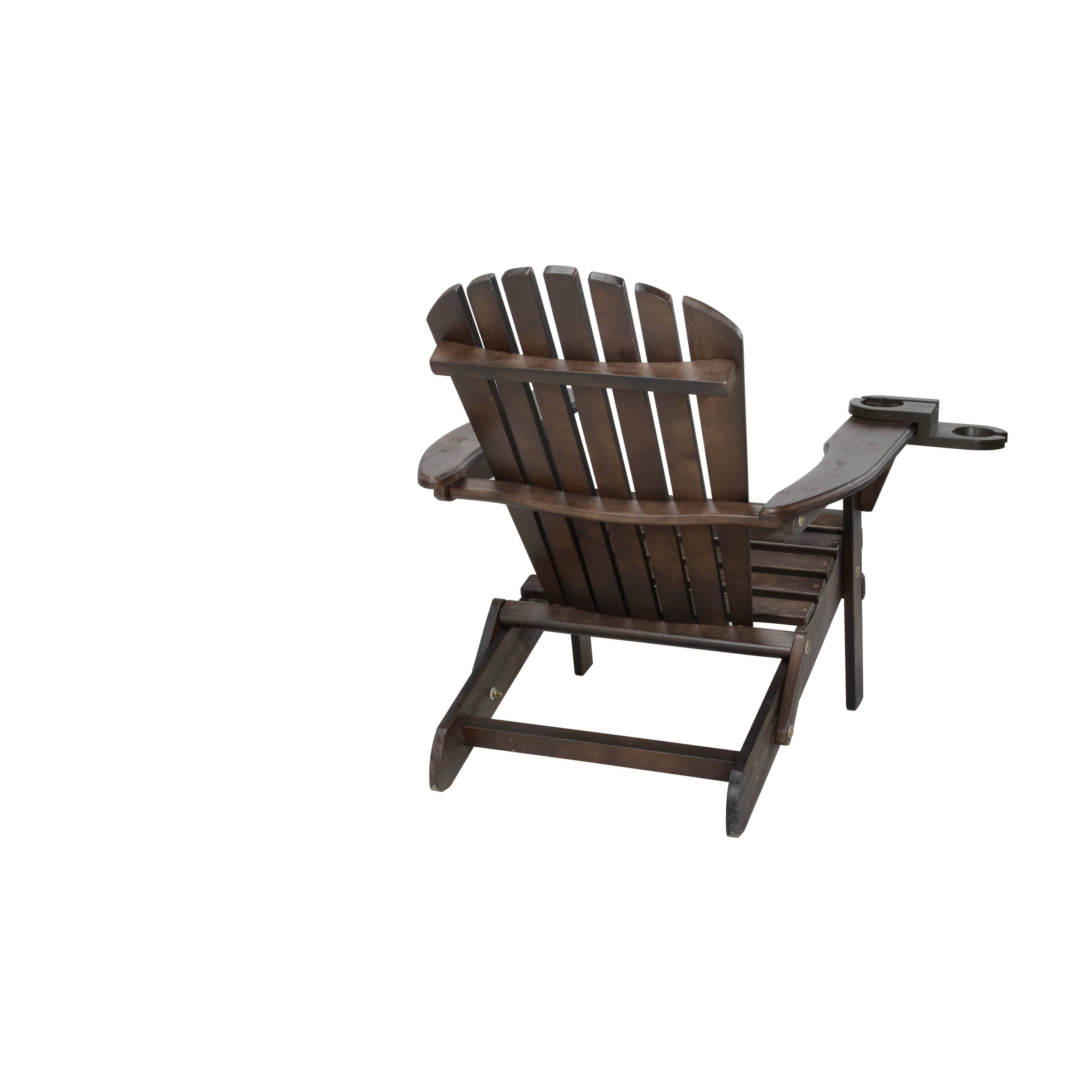 Foldable Adirondack Chair with cup holder, Dark Brown Bed Bath