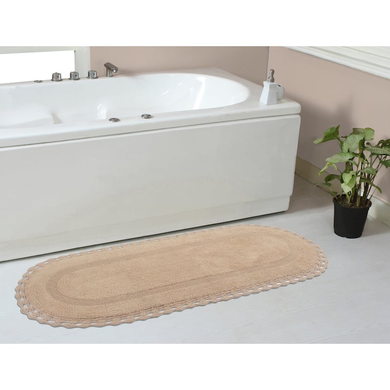 Hampton Contour Rug, Cotton Soft, Water Absorbent, Non Slip U Shape Contour Rug Machine Washable 20"x20" Contour - 21"x54" - Linen