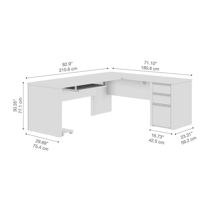 Bestar Connexion 72W L Shaped Desk with Storage Drawers