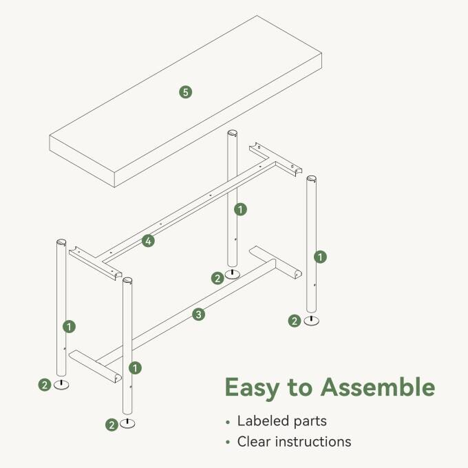Industrial 63-Inch Solid Wood Bar Table with Metal Frame
