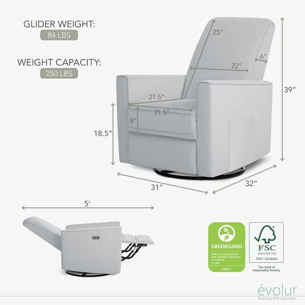 dimension image slide 1 of 4, Evolur Harlow Deluxe Upholstered Plush Seating Glide Rocker