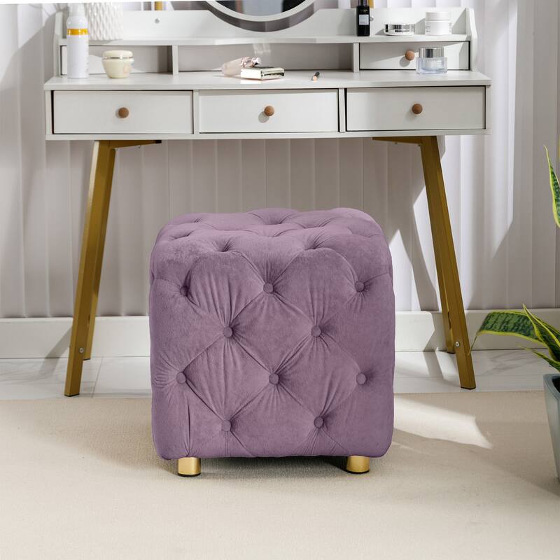 Modern Velvet Upholstered Ottoman, Exquisite Small End Table, Soft Foot Stool,Dressing Makeup Chair, Comfortable Seat